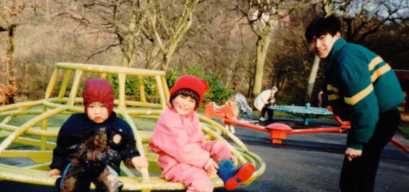 Children at a playground in the early days of Study Links